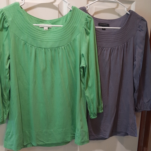 Banana Republic 3/4 Sleeve Cotton Peasant Blouse size Small, Bundle of 2 - Picture 2 of 10